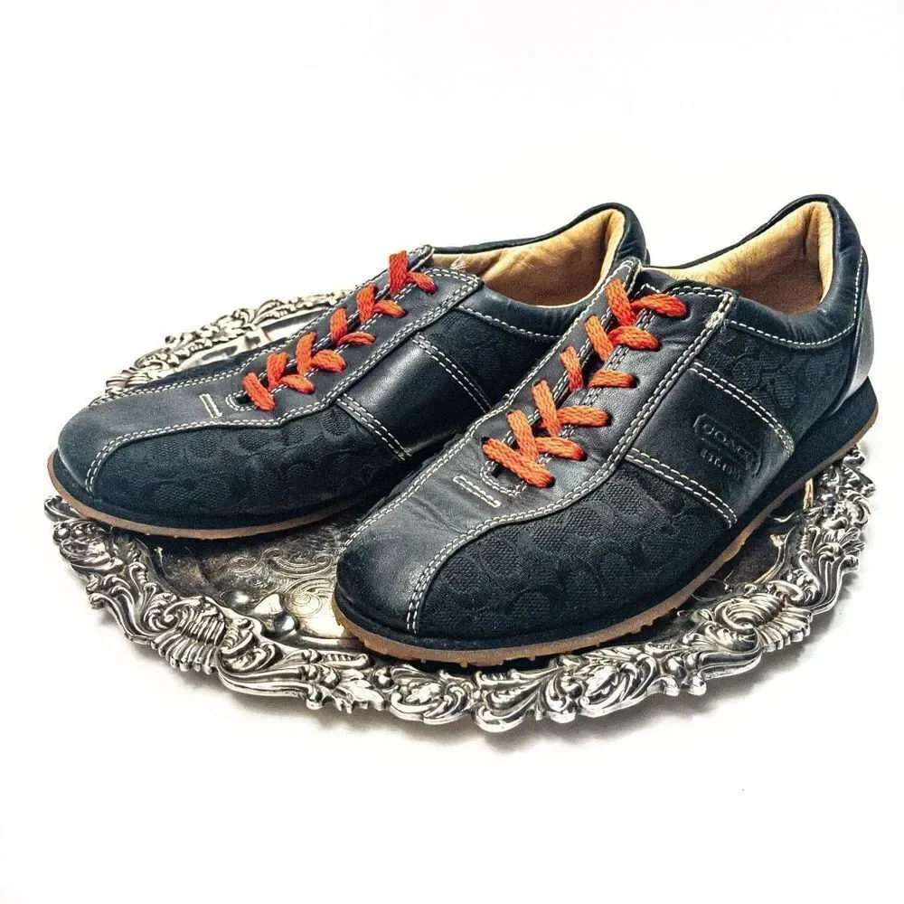 Coach Noella Black Leather and Canvas Sneakers Sz 5M